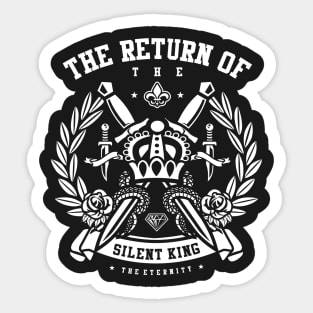 The Return Of The Silent King Swords And Crown Crest Sticker